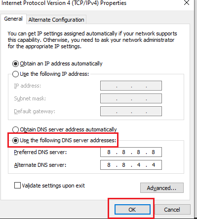 DNS sunucu adresleri